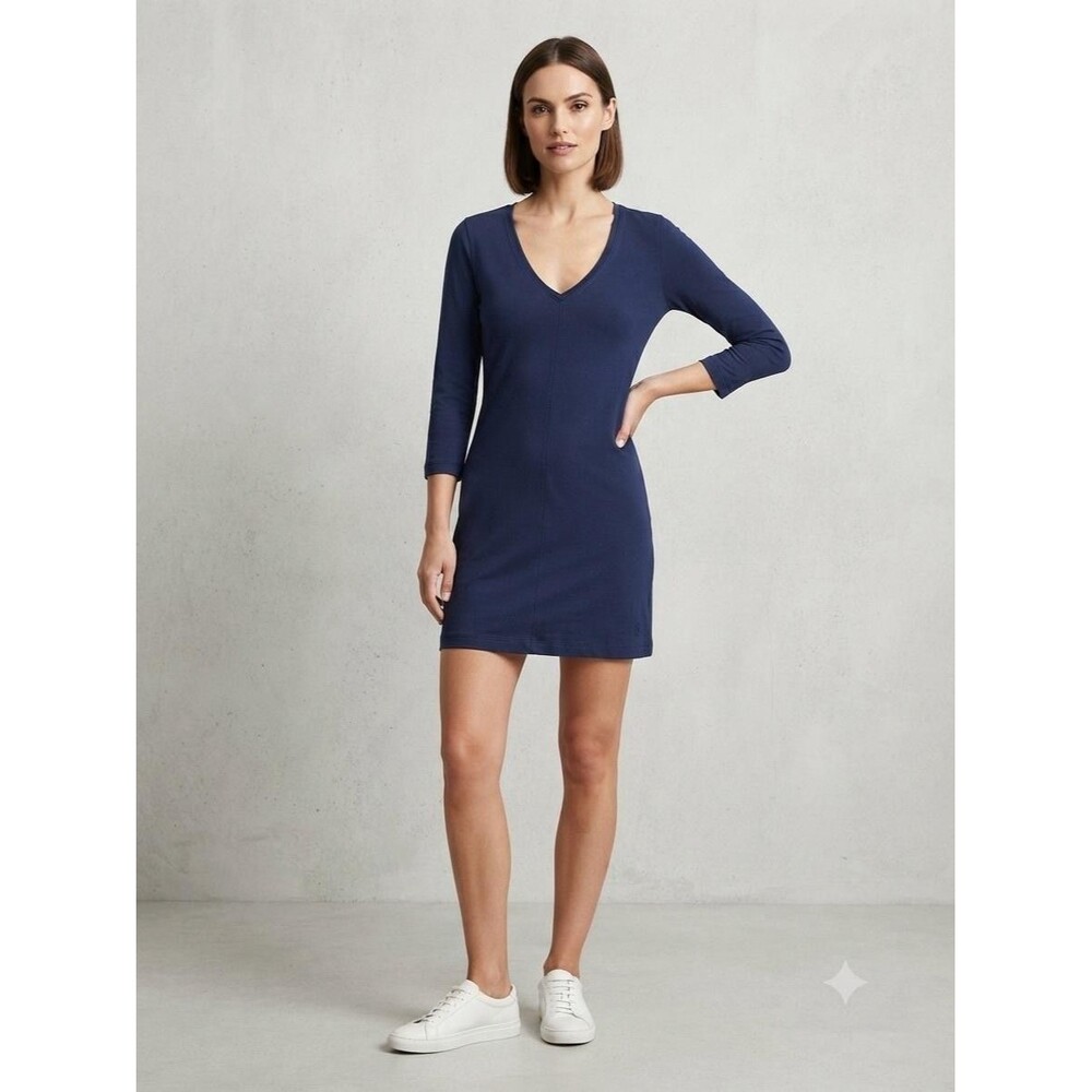 Lilly Pulitzer Dress Womens XS Blue 3/4 Sleeve V Neck‎ Stretch T-Shirt Short